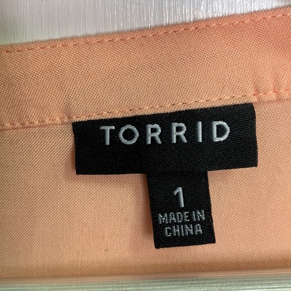 Torrid Babydoll Challis Tie Sleeve Peach Blouse Top W-523 Plus Size 1X - Picture 5 of 8